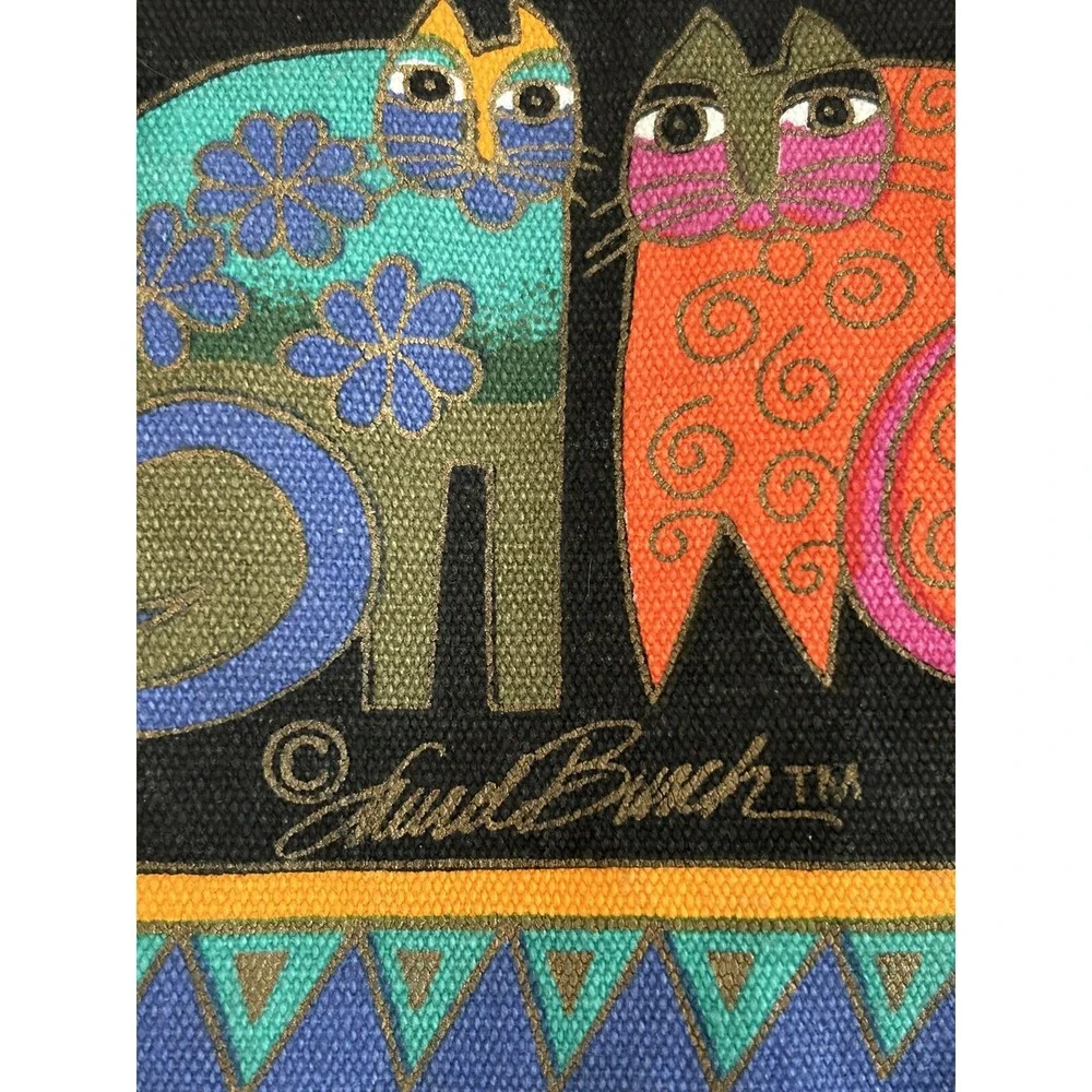 Laurel Burch Cosmetic Bag Pouch Tasai Cats Colorful Canvas‎